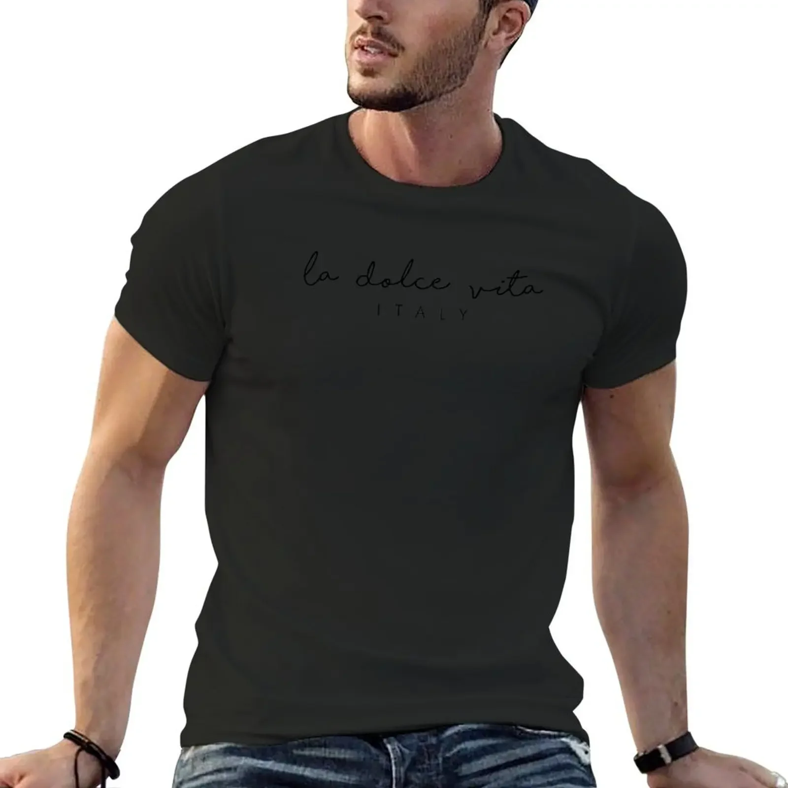 korean fashion cute clothes men clothes La dolce vita Italy Minimalist Design T-shirt plus sizes oversizeds mens graphic t-shirt