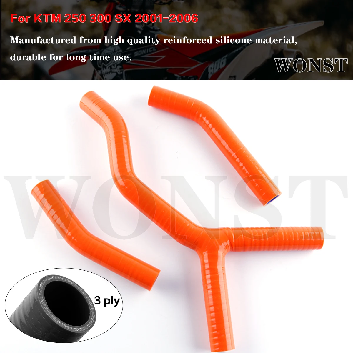 

3pcs For 2001 - 2006 KTM 250 300 SX Motorcycle Silicone Radiator Coolant Hose 2002 2003 2004 2005
