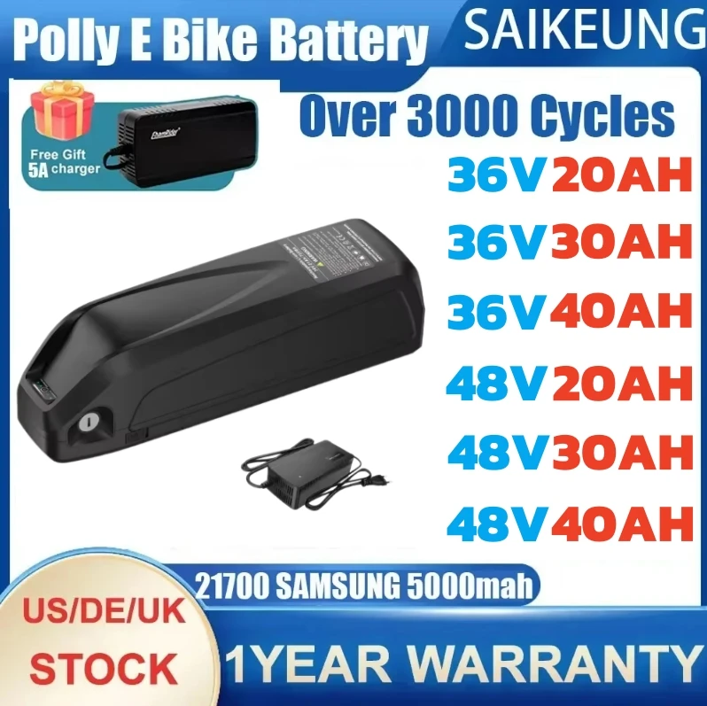 Elektrofahrrad-Akku für Unterrohrmontage, Hailong Polly DP7, 36V 48V 20AH/30AH/40AH, 500W-2000W, 21700 Lithium-Batterie