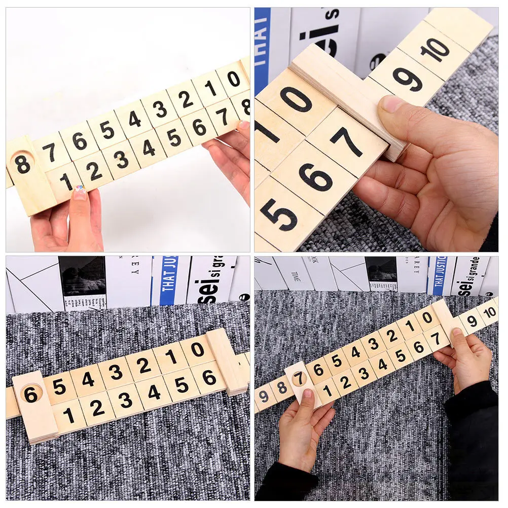 Régua de aprendizagem aritmética de madeira, 2 peças, 1-10, design de trilho científico, adição, subtração, desenvolvimento de inteligência matemática