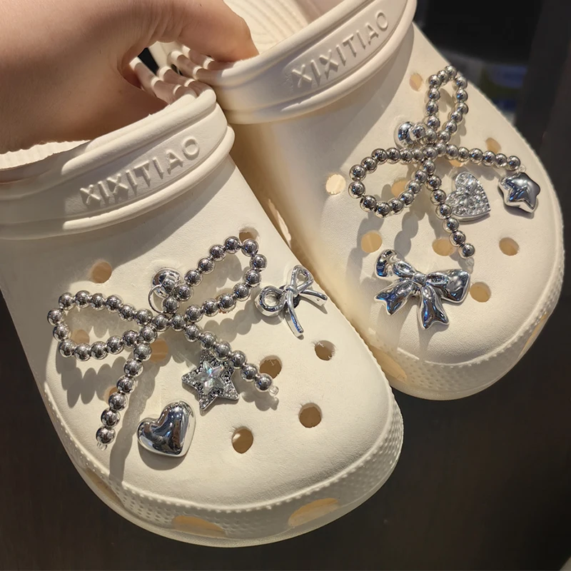 New Pearls Bowknot Shoes Charm Set 2026 Punk Heart Flowers D