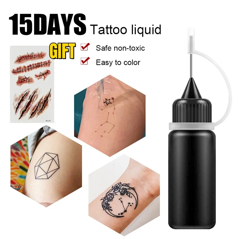 10ml Temporary Tattoo Liquid DIY Tattoo Juice Ink Semi-permanent Waterproof For Body Art Paint Long-lasting Safe Tattoo