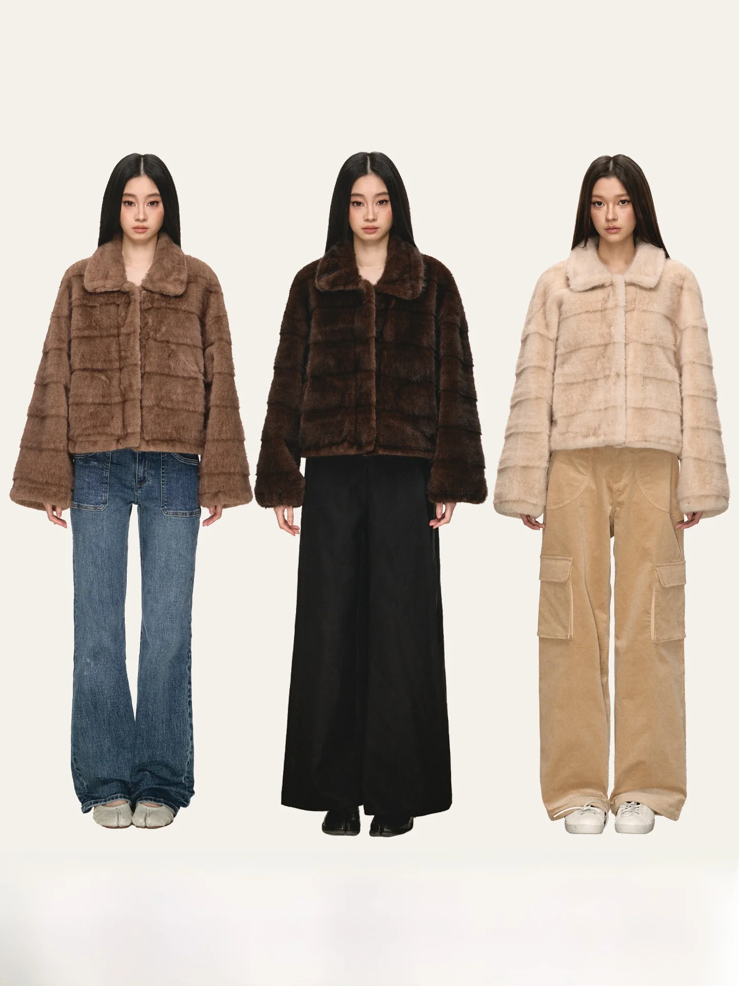 

Anna Aneae Eco-Friendly ort Fur Collar Coat Warmth Women's Faion Winter Outerwear Thiened Long Sve Stand Fit