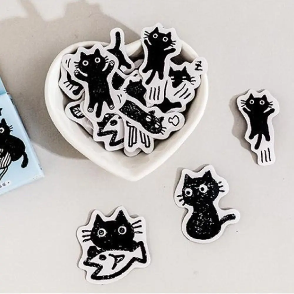 45Pcs/set Kawaii Little Black Cat Decorative Boxed Stickers Scrapbooking Label Diary Stationery Album Phone Journal Planner