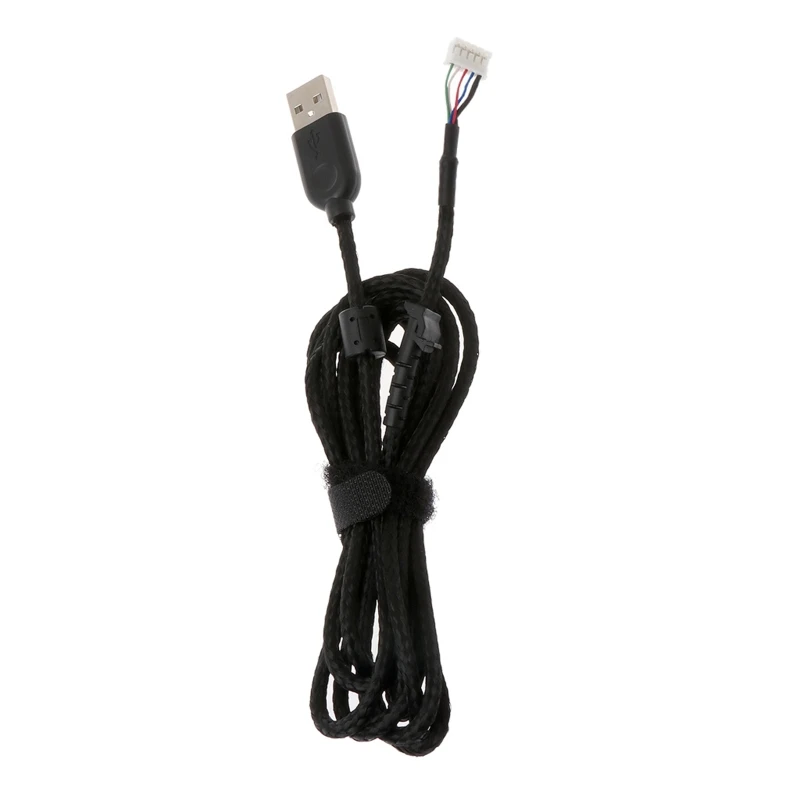 F3KE Computer Mouse Replacement Accessories Durable Wear Resistant Black Nylon Braided Line USB Cable for G502