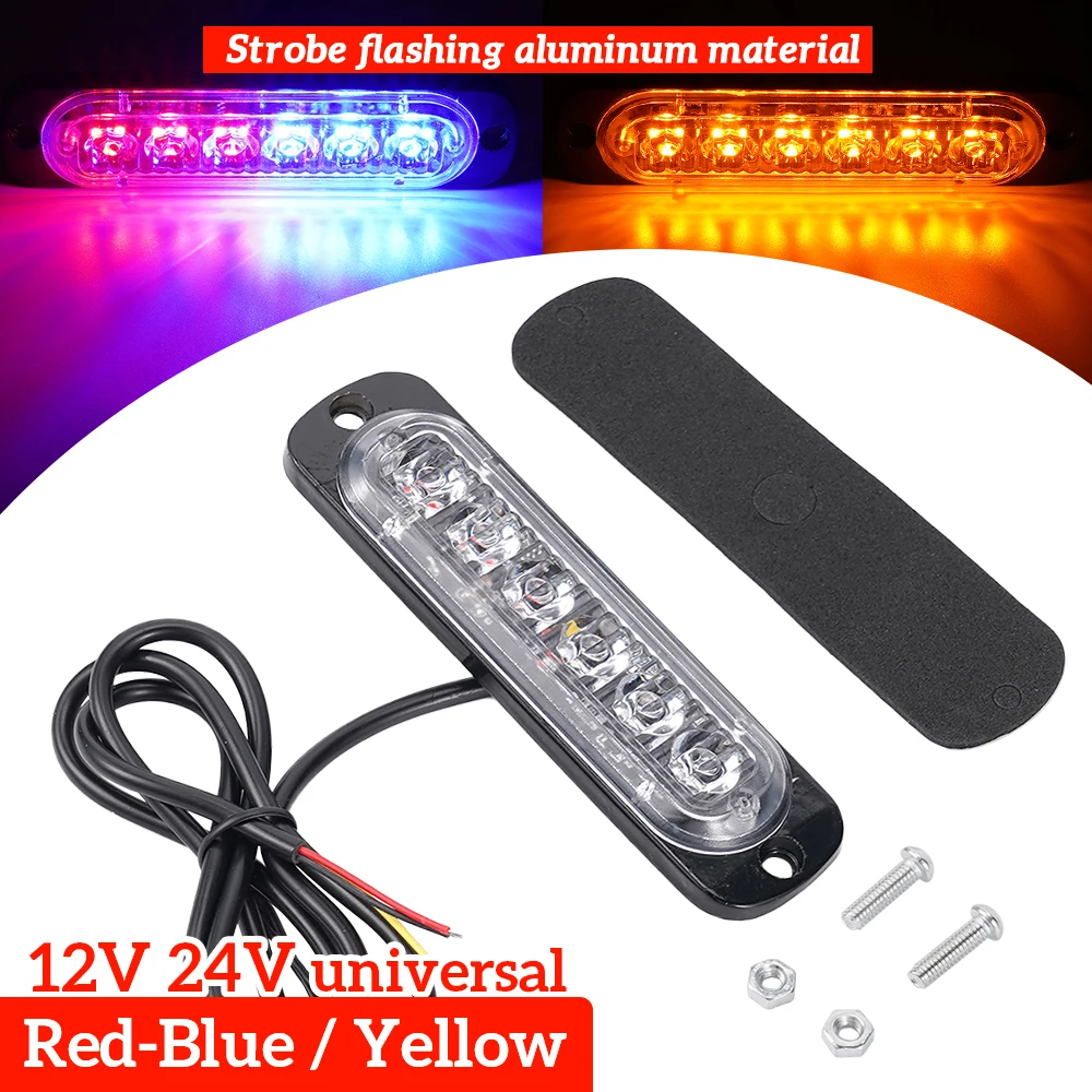 

12V 24V Car Light 6Led Strobe Warning Light Cheap Strobe Grille Flashing Lightbar Truck Car Beacon Lamp Amber Traffic Light