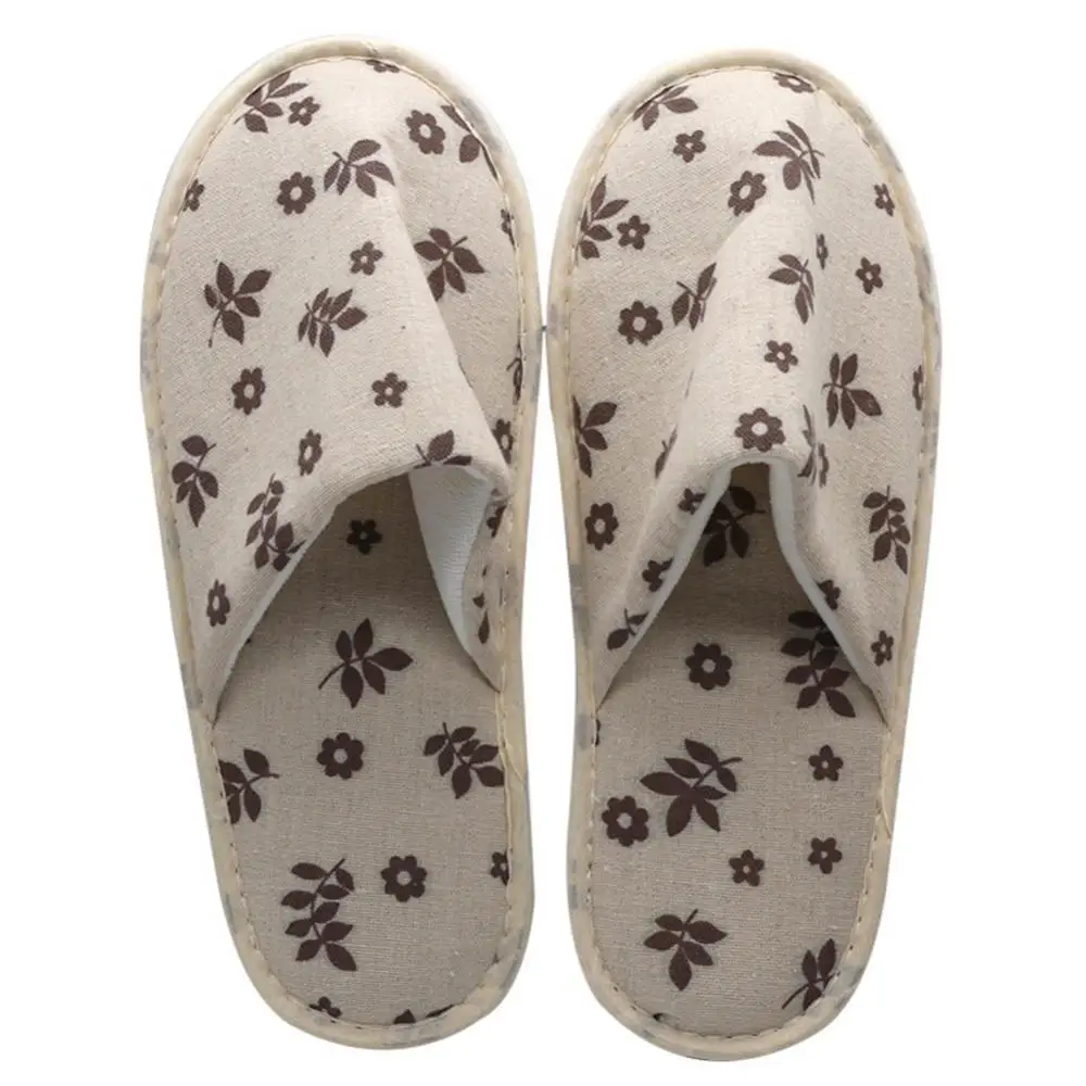 Closed Toe Shoes Portable Slippers Disposable Tree Leaf Print Hotel Travel SPA Shoes