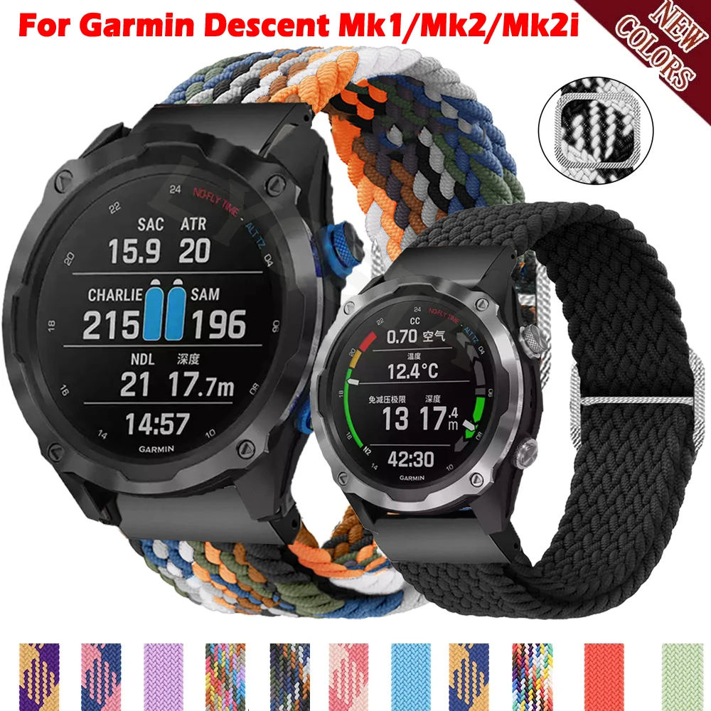 

26mm Sport For Garmin Fenix 6X 6XPro 5X 5XPlus 7X Descent Mk1/Mk2/Mk2i Straps Braided Quick Release Watchbands Bracelet Band