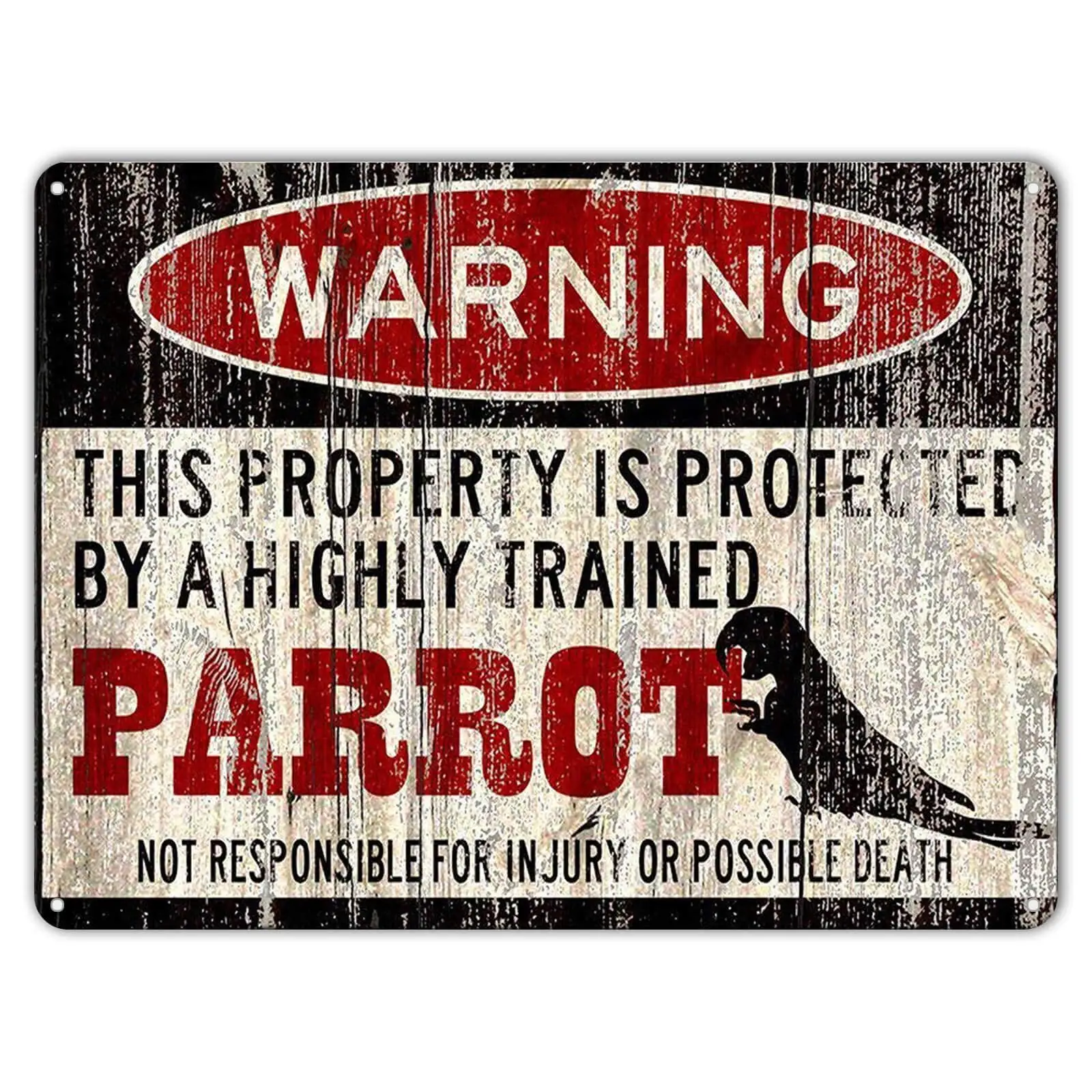 ZYPENG Parrot Sign, Funny Metal Signs Parrot Accessories Bird Sign Parrot Warning Tin Sign 12 x 16 inches