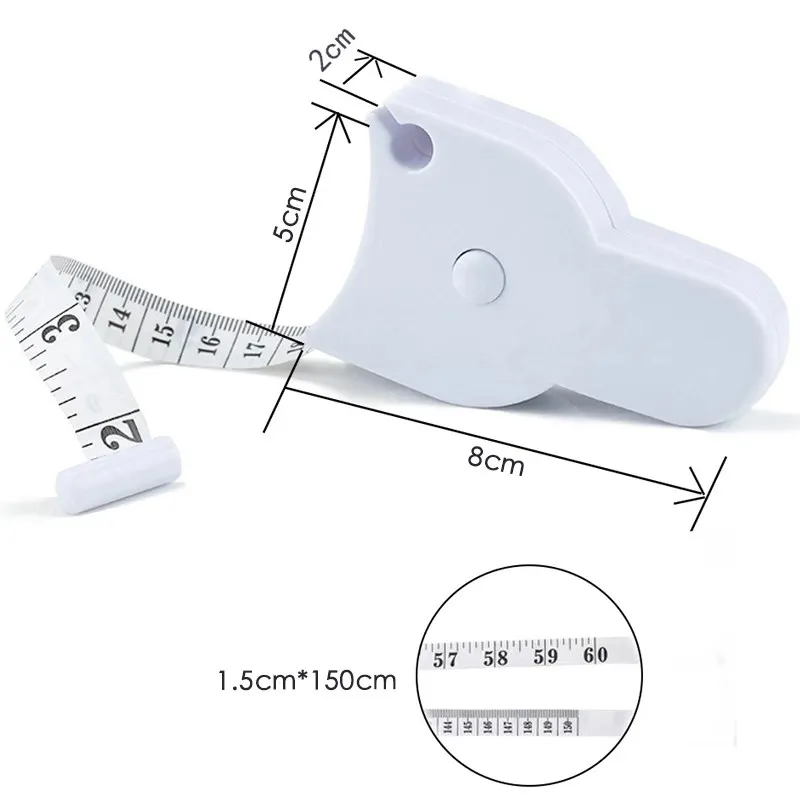 Anthropometric Tape 1.5M/60 Inch Metric Double-Sided Waist Measurement Ruler Three-Meter Ruler BMI Handle Telescopic Ruler