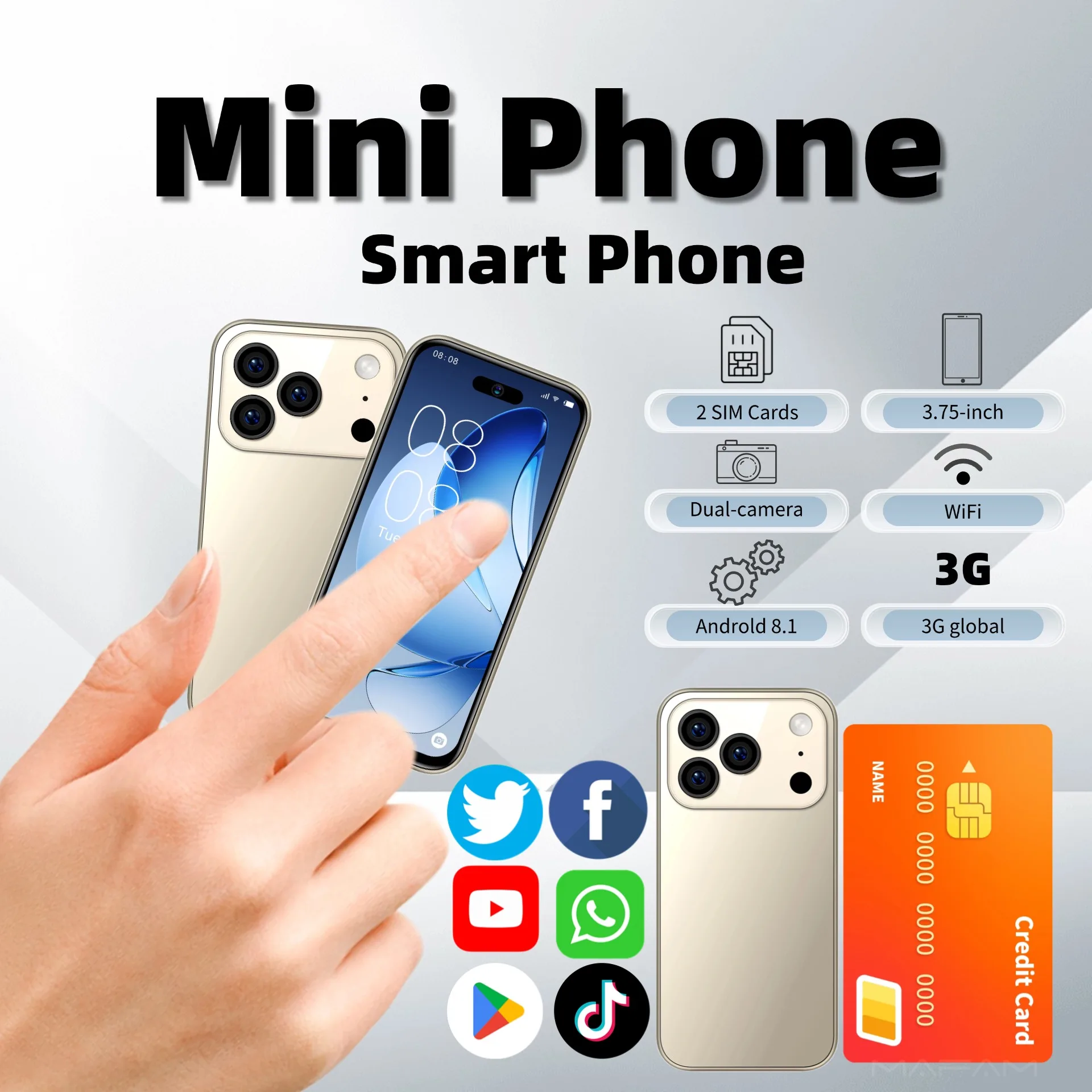 Android 8.1 Mini Children Smart Phone 3G WCDMA 3.7