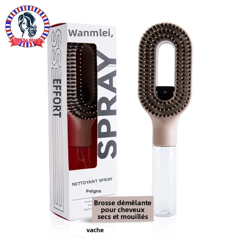WANMEI Brosse à brume pour cheveux innovante 2 en 1, coiffure humide et sèche – poils sans enchevêtrement, réservoir d'eau pratique, facile à utiliser