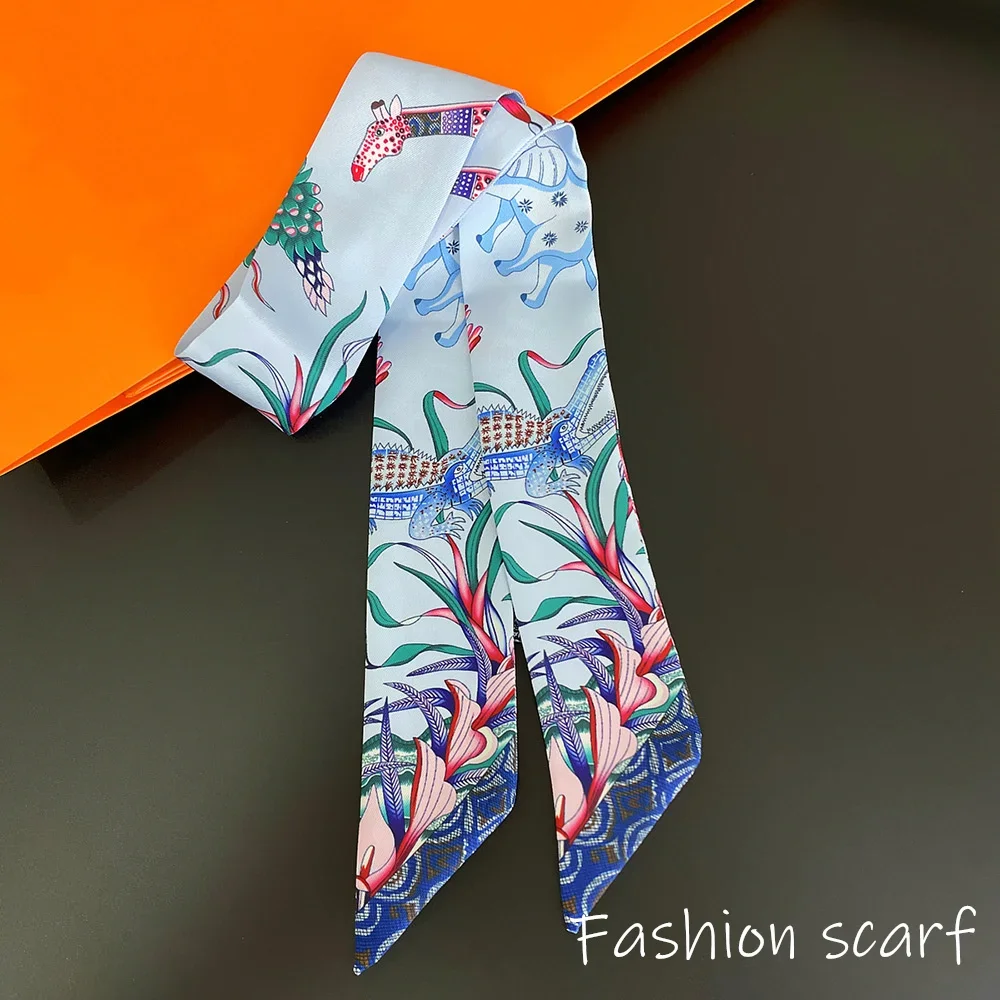 Europe 2025 Fashion New National Style Small Nroken Flower Women's Decorative Twill Binding Bag Handle Silk Scarf Ribbon Scarf