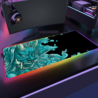 RGB Cool Mause Pad Japanese Ghost Head Mouse Mat Complete Gaming Accessories Keyboard Computer Desk Led Backlit Mousepad Wired