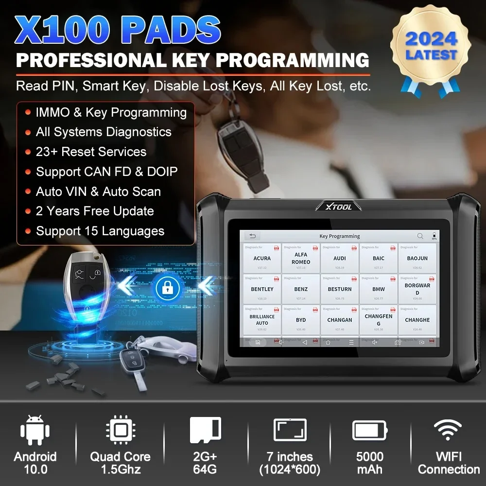 Newest XTOOL X100 PADS X100PAD PLUS Professional Key Programmer Tool Key Learning for BMW CAS4/3/2/1 Car Diagnostic Scanner