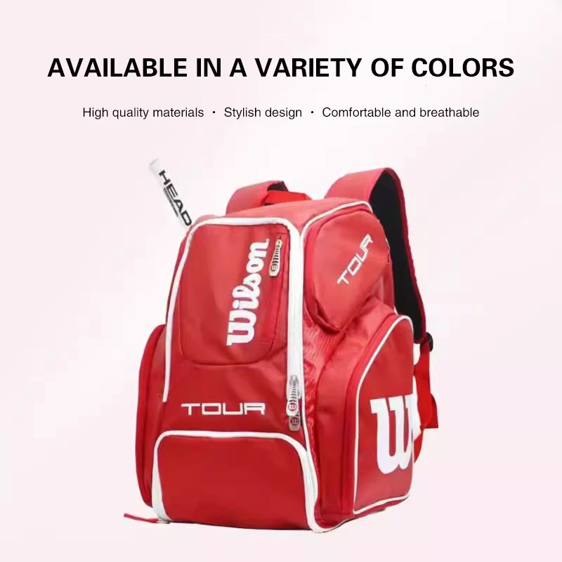 Wilson Tennis Paddle Backpack Squash Badminton Racket Bag Padel Racquetball Carrying Handbag Man Large Capacity Sports Bags