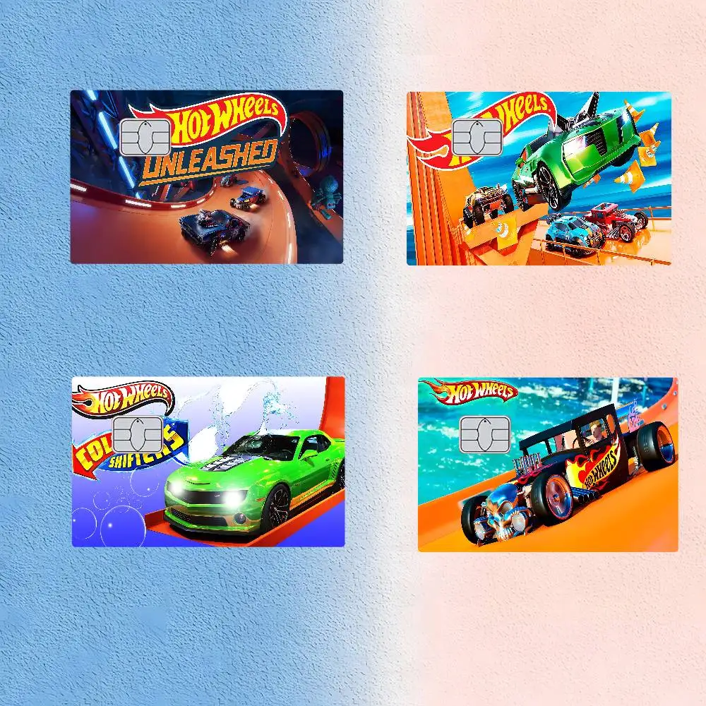حار W-Wheels-T-ThemedS أنيمي ملصق فيلم غطاء الجلد لبطاقة الائتمان بطاقة الخصم البنك الأمامية
