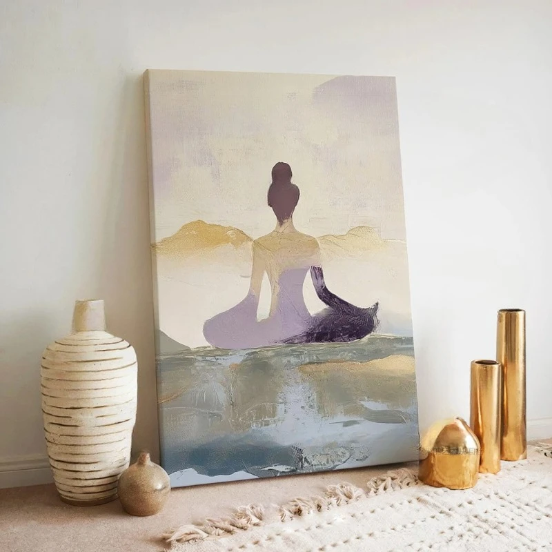 Decorative painting Pilates studio wall painting Buddha Yoga studio Yoga sitting posture Soft wall painting