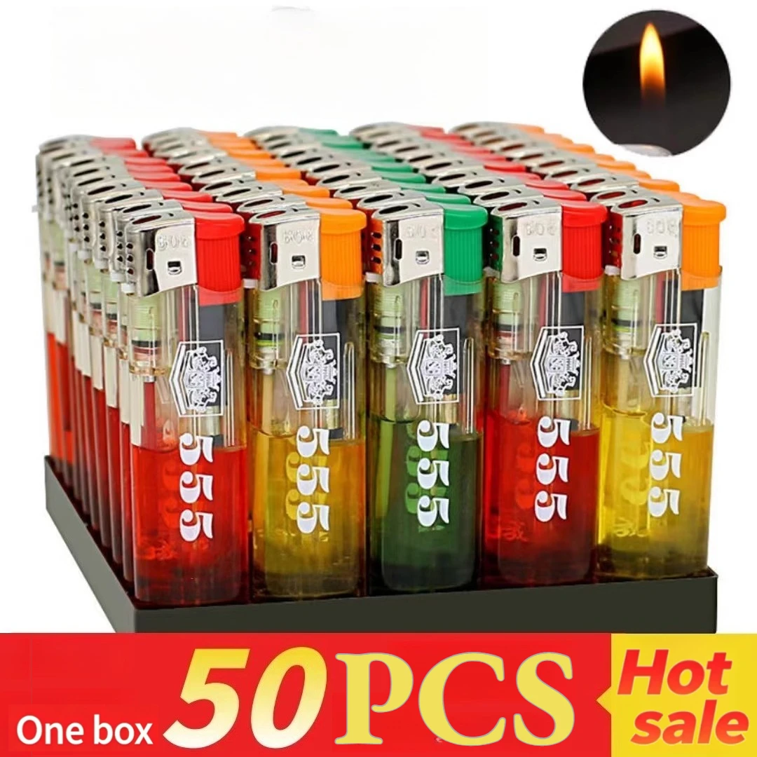 50-Pack Large Transparent Disposable Lighters, Bulk Open Flame Lighters for Home, Convenience Stores & Wholesale