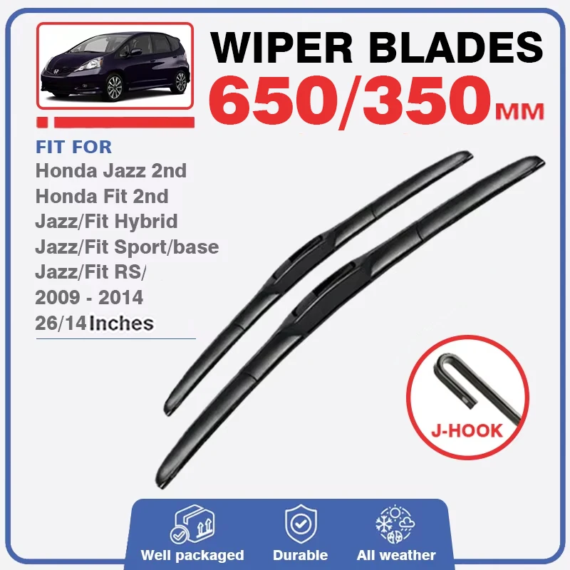 Wiper Blades Set Kit For Honda Fit Jazz 2 MK2 2009 - 2014 RS Front Rear Windshield Washer Windscreen Window Refills 26\