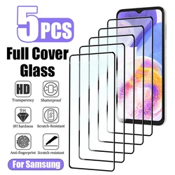 5PCS Full Cover Tempered Glass For Samsung A14 A13 A33 A53 A52S A73 S21 FE 5G Screen Protector for Samsung S23 S22 Plus A21S A72