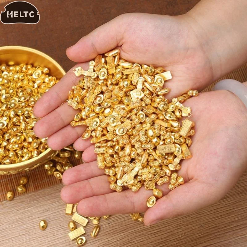 100PCS Plastic Gold Attract Wealth Luck Charms Mini Dollars Ingots Gold Melon Seeds Handicraft