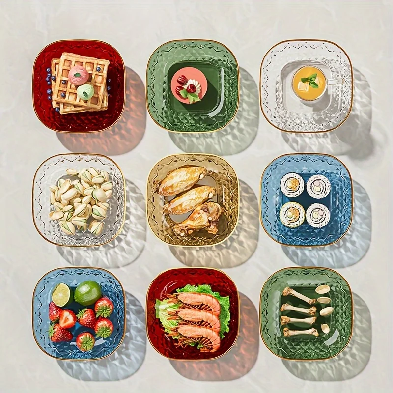 

Fashionable Fruit Plate Elegant Biscuit Set Fruit Salad Plate Edge Stackable Living Room Plastic Tray Home Decoration Tableware