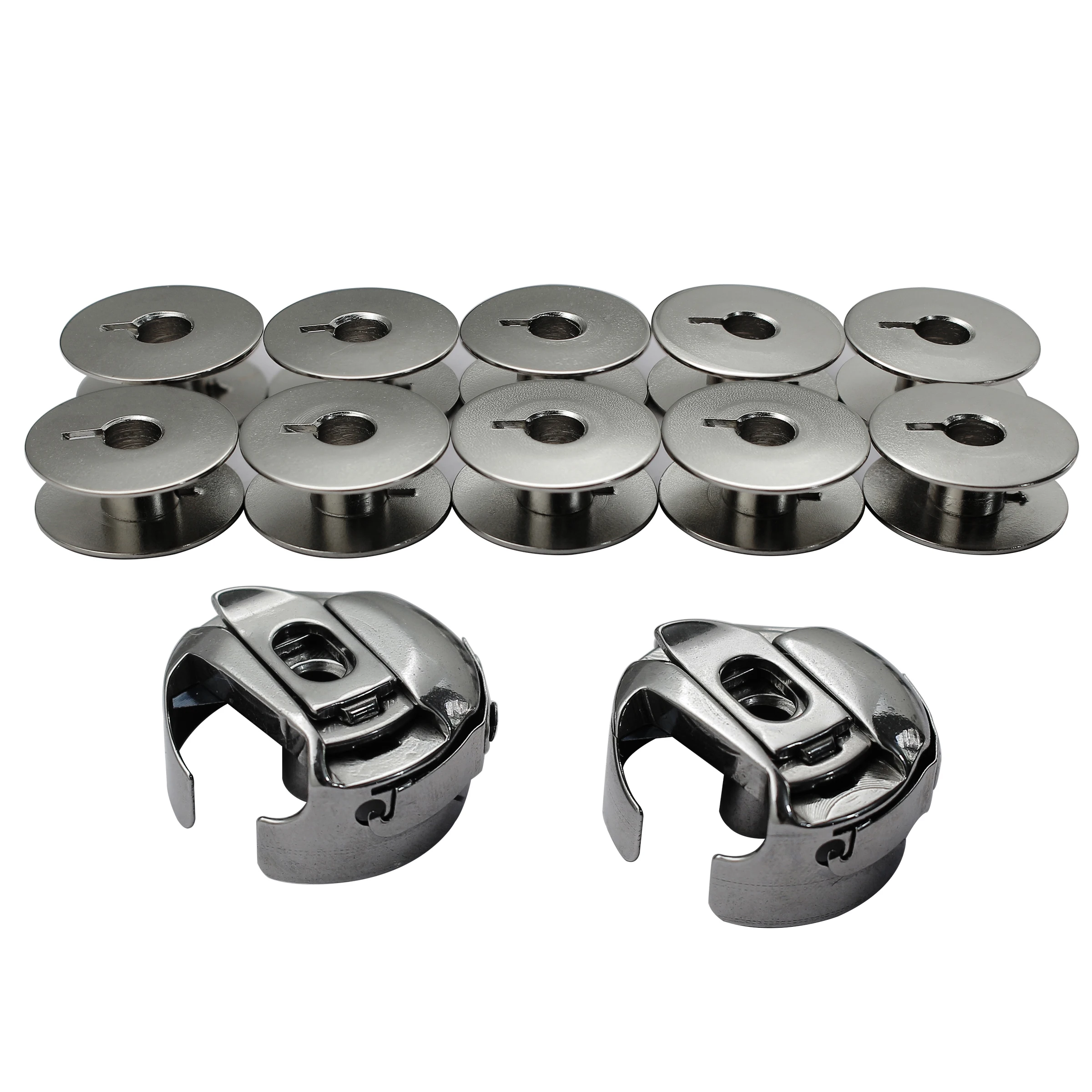 2PC Bobbin Cases 9076 & 10PC Bobbins #9033S for Industrial Sewing Accessories Consew 277R Pfaff 1212 2022 6120 6230 6232 6250