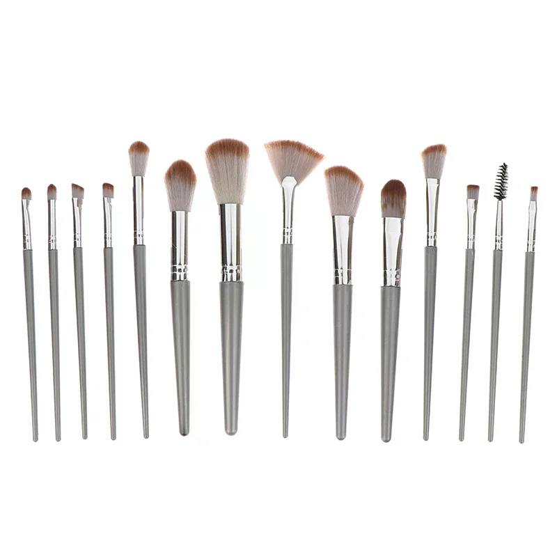 مجموعة فرش مكياج من الألياف الاصطناعية، محمولة، بودرة أساس، أحمر خدود، خافي عيوب البشرة، 14 قطعة