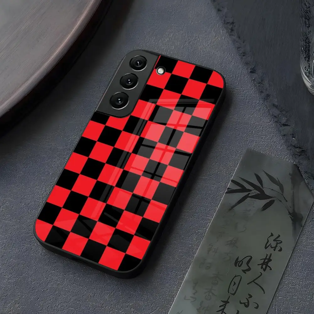 Checkerboard Checkered Board Phone Case for Samsung Galaxy S23 S24 S25 Ultra S21 S22 S20 Fe Plus A34 A54 A24 A52 A53 M54 Glass C