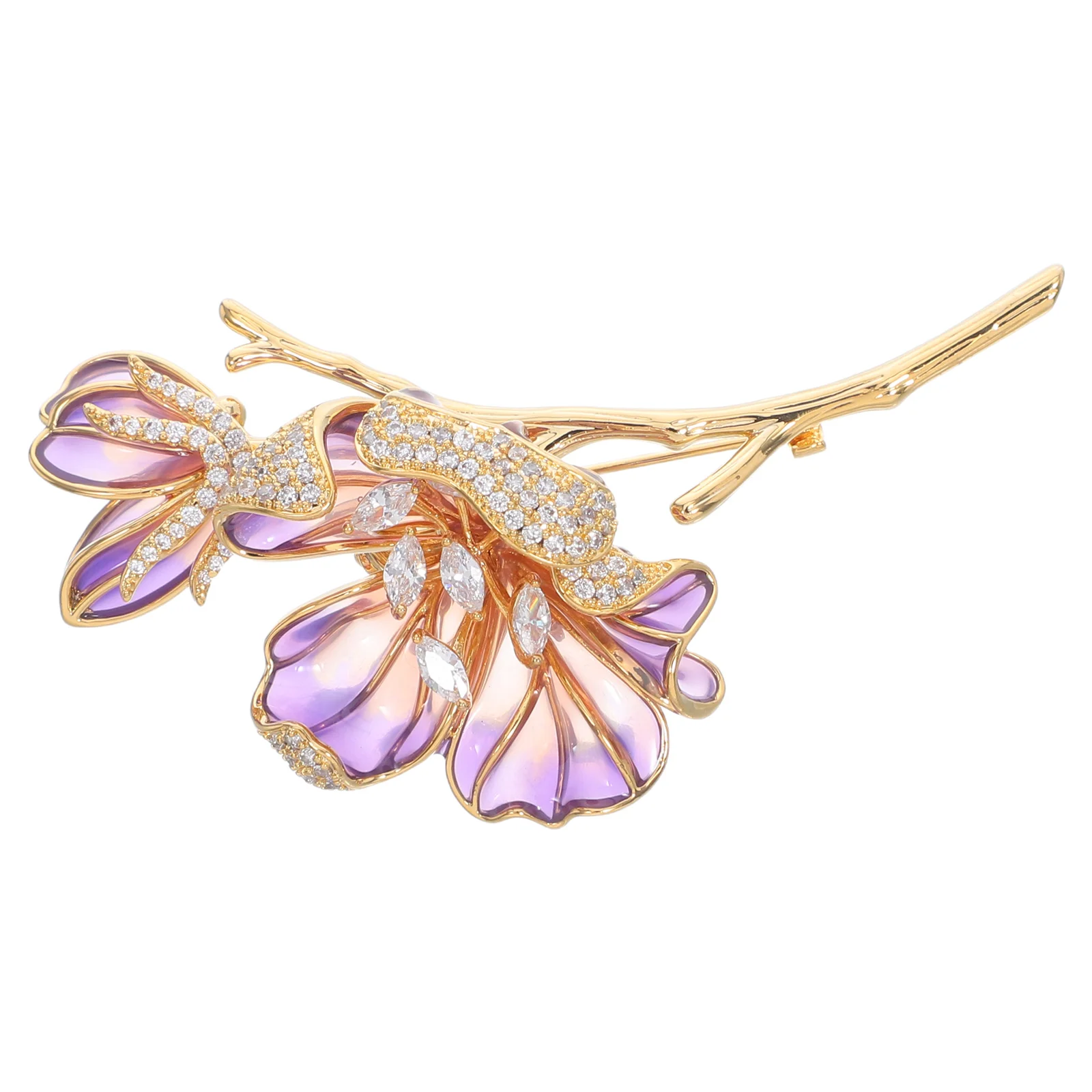 

Elegant Begonia Flower Brooch Pin for Women Purple Enamel Rhinestone Vintage Brooch Dress Coat Suit Accessories