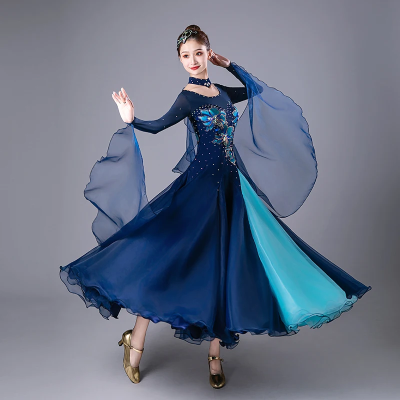 2025 Ballroom Dance Dress New Women Competition Ball Gown Puffy Prom Dress Floral Puffy Prom Dresses Evening Costumes Waltz
