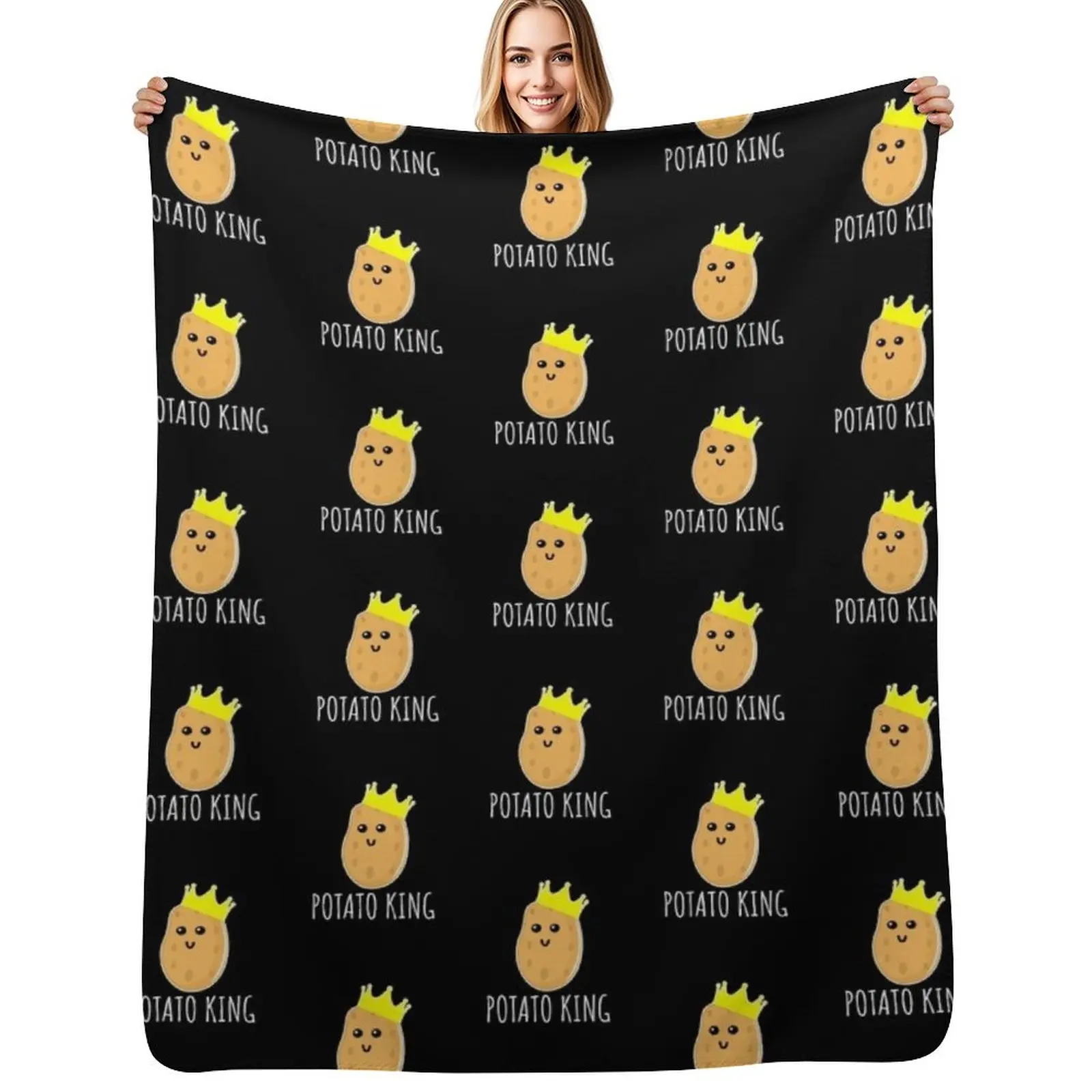 

Potato King - Funny Potato gift Throw Blanket Ultra Soft Flannel Fleece Blanket for All Seasons