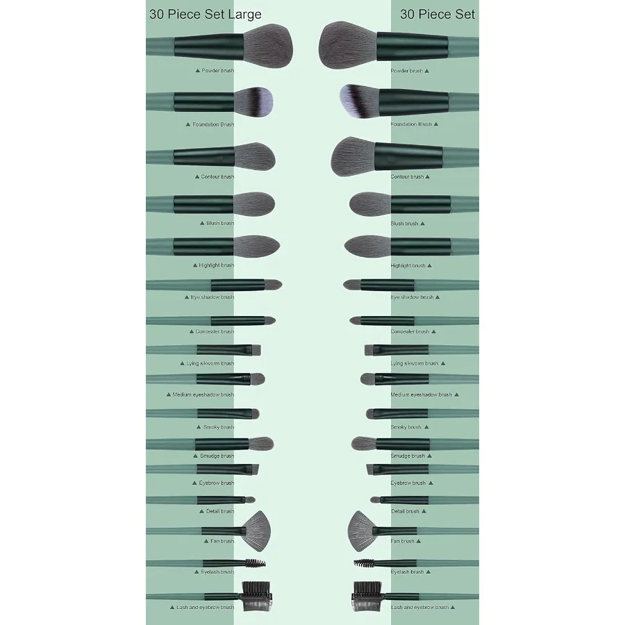 Make-up-Pinsel, 30-teiliges Make-up-Set, Foundation-Pinsel, Lidschatten-Pinsel, Make-up-Pinsel-Set, grün, 30-teiliges Set