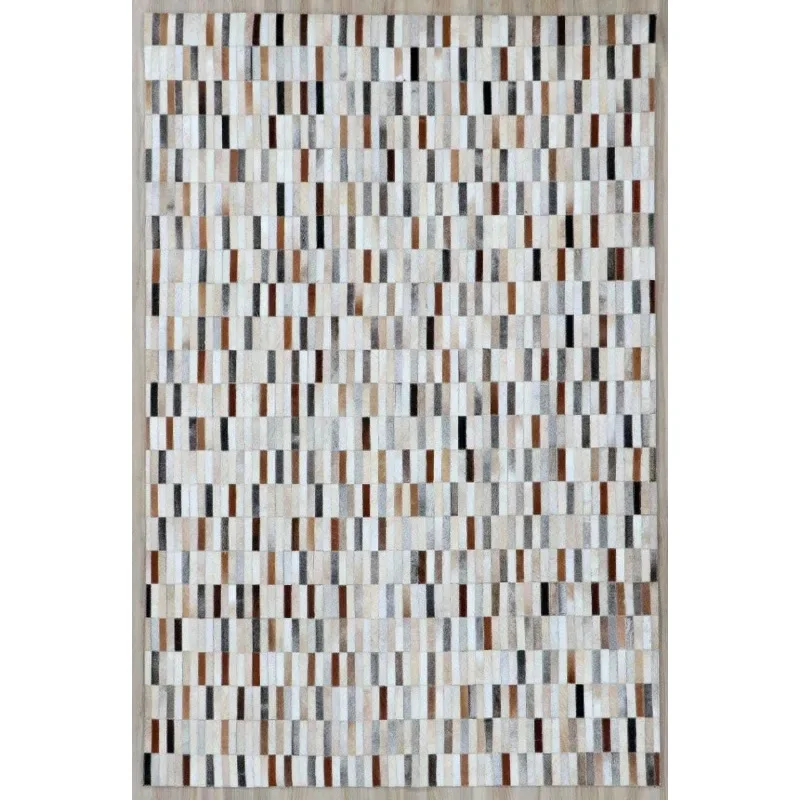 

Leather Carpet Hand Woven Patchwork Decorative Rug Animal Hair Hide Area Rugs