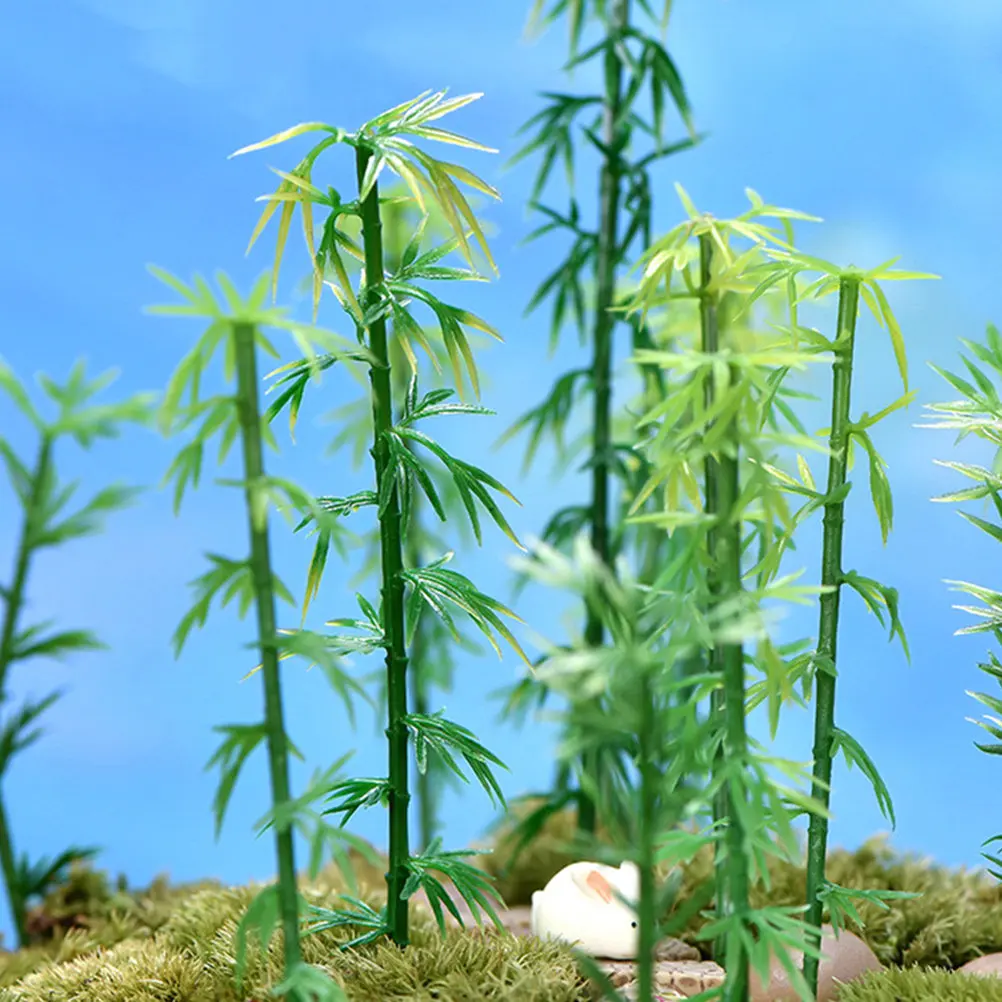

12Pcs Micro Landscape Artificial Bamboo Decoration Miniature Plastic Fake Bamboo Plant for Home Office DIY Scene Gardening