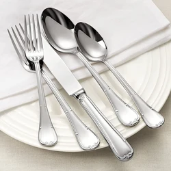 4/5/8/10/12/15/16/20/25 Piece Luxury Gold Accent Cutlery Set Stainless Steel Silverware Wedding Home Flatware Knife Fork Spoon