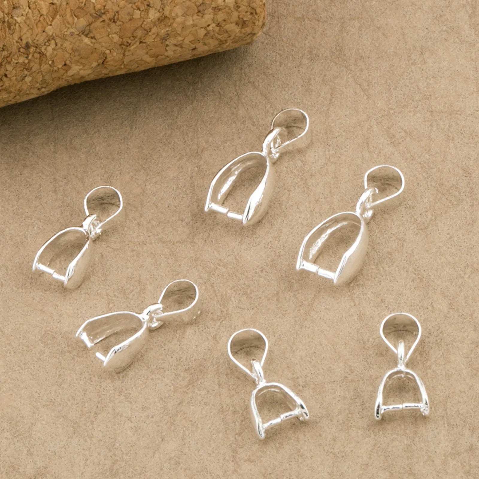 20Pcs 925 Silver Large Small Medium Pendant Clip Clasp Melon Buckle Pendant Connector Jewelry Findings DIY Making Component