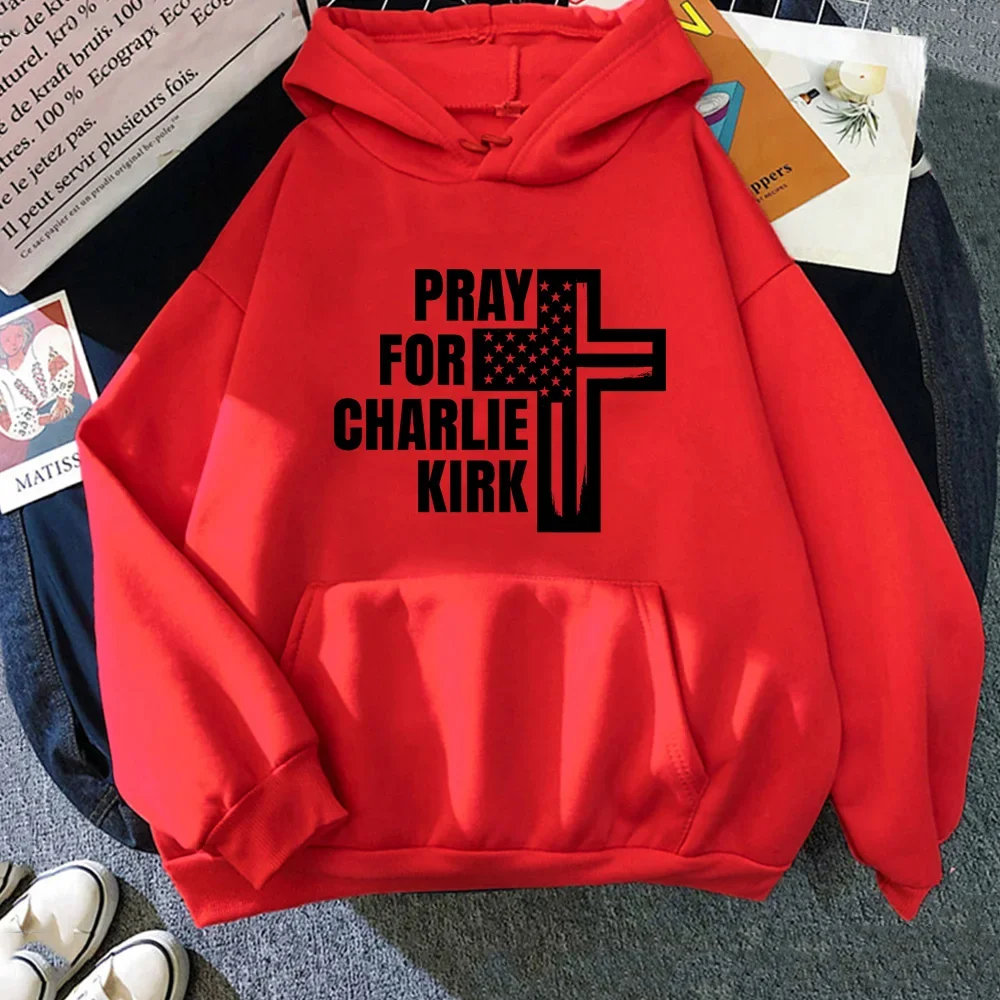 PRAYFOR Charlie Kirk sudaderas con capucha con estampado gráfico sudaderas suaves ropa de lana de manga larga jerseys Harajuku Charlie Kirk