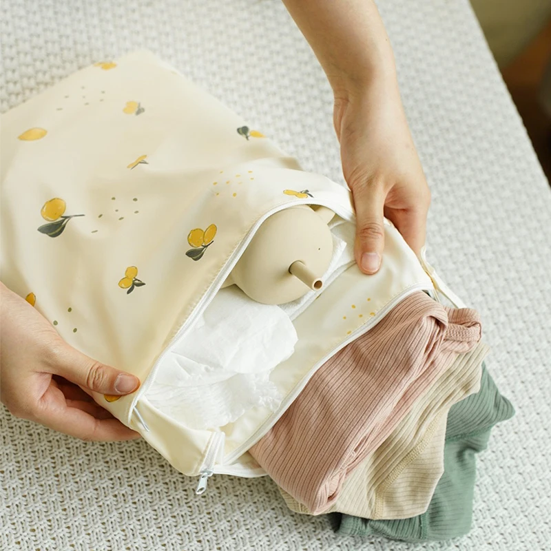 Waterproof Baby Diaper Bags Two Pockets Design Diaper Pouch with Zipper Travel Portable Mommy Handbag Stroller Nappy Storage Bag image 2