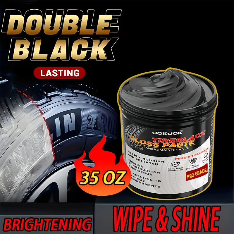

Tire & Plastic Restorer Cream - Deep Black Shine for Faded Tires, Rubber & Plastic Parts | Restore Color, Repair Cracks, Prev