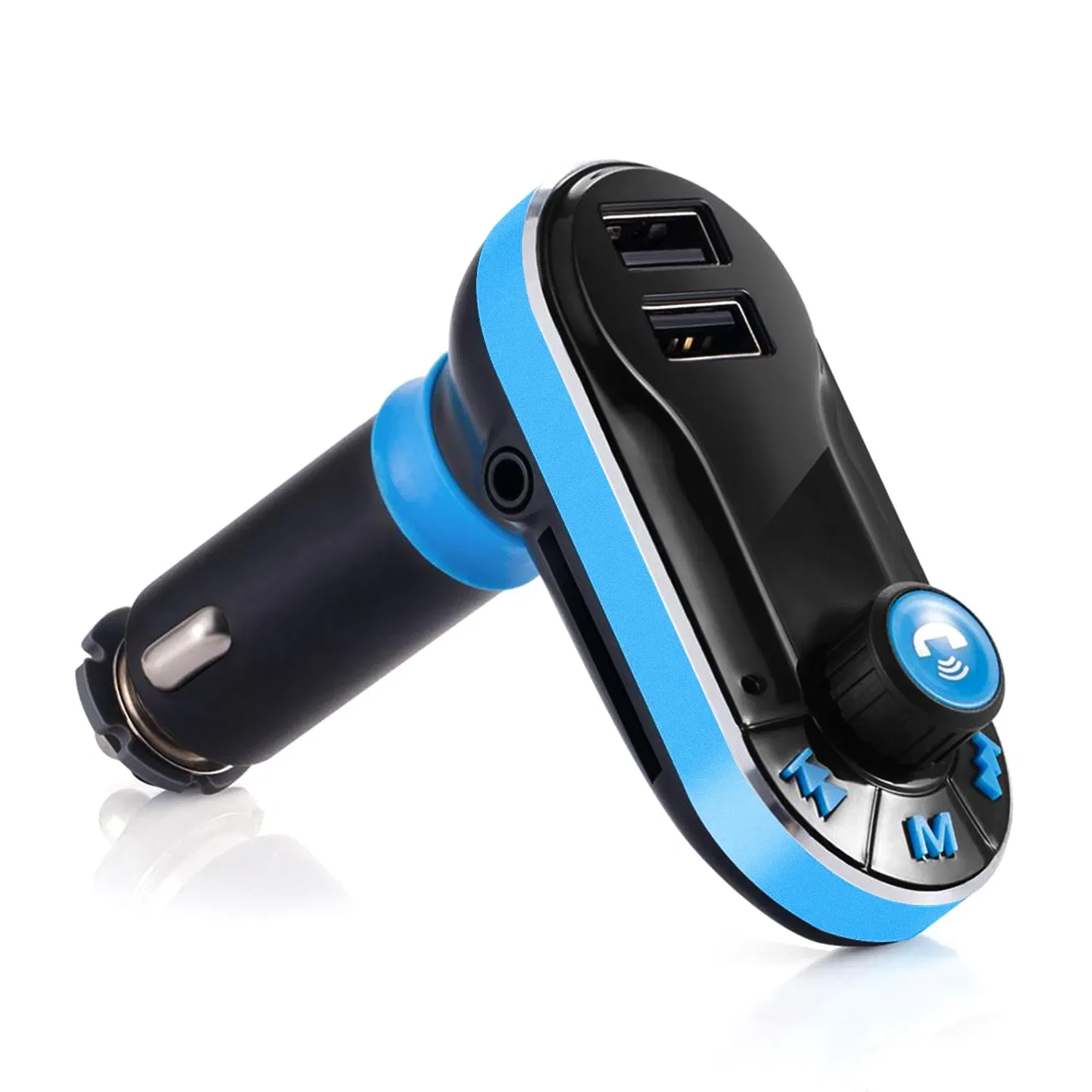 Trasmettitore FM wireless per auto Caricatore doppio USB Chiamata in vivavoce Lettore MP3 Display a LED ausiliario Telecomando