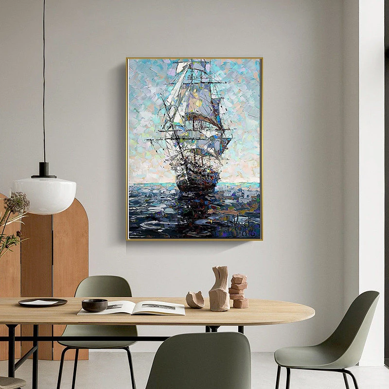 CHENISTORY Oil Painting By Numbers With Frame Sailboat On Sea For Adults Picture Coloring Home Decors Diy Gift Canvas Painting