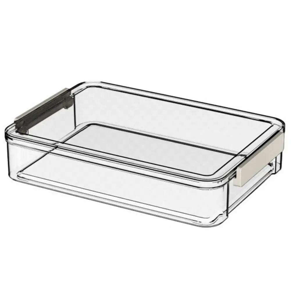 Transparent Document Organizer Box with Lid Grip Handle See-through Storage Container