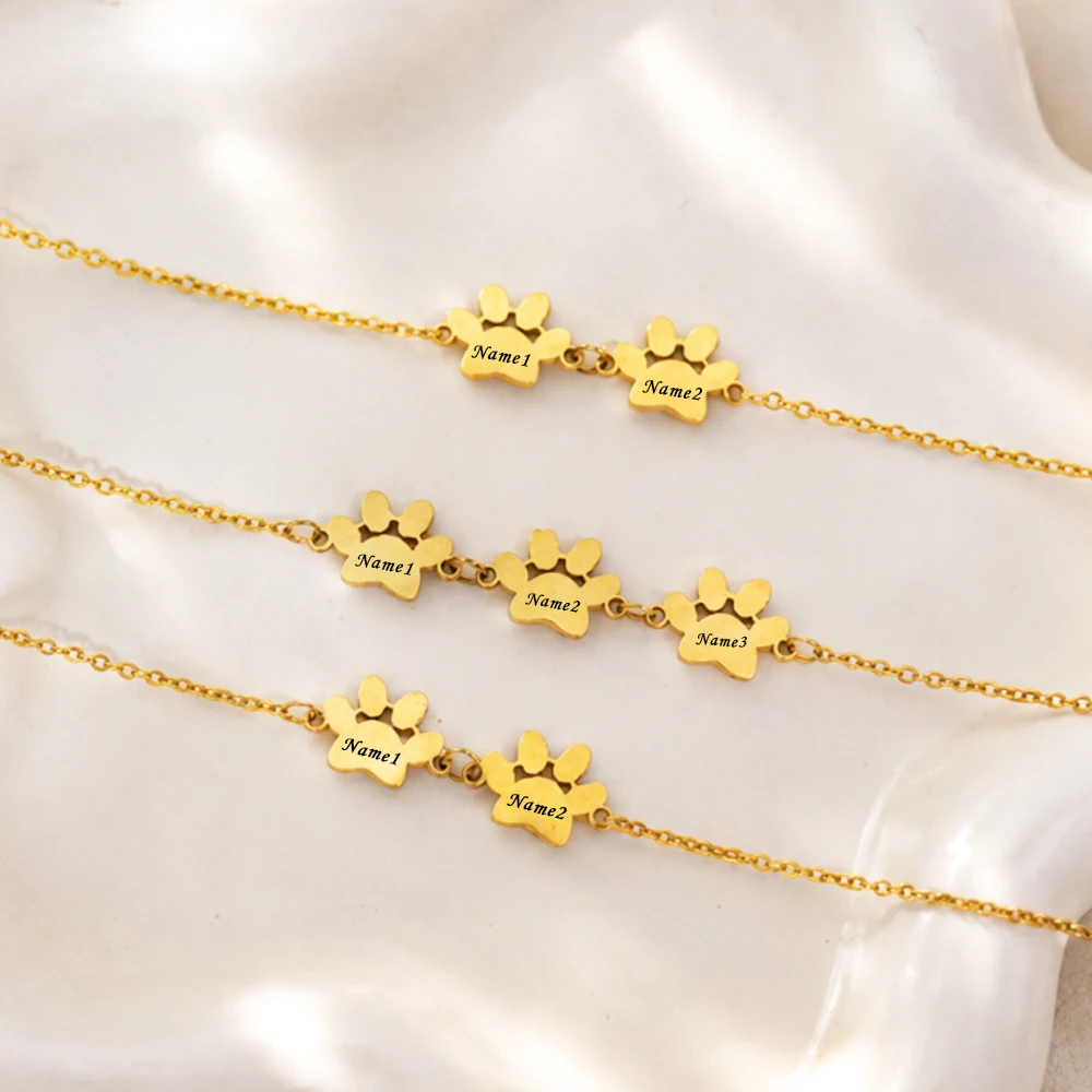 Personalized Paws Name Bracelet, Custom Child Gift