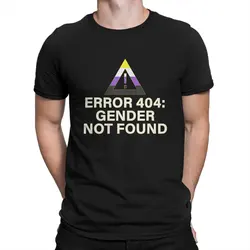 Men T-Shirt Gender Not Found Agender Non Binary Pride Awesome Cotton Tee Shirt Short Sleeve Error 404 T Shirts Crewneck Clothes