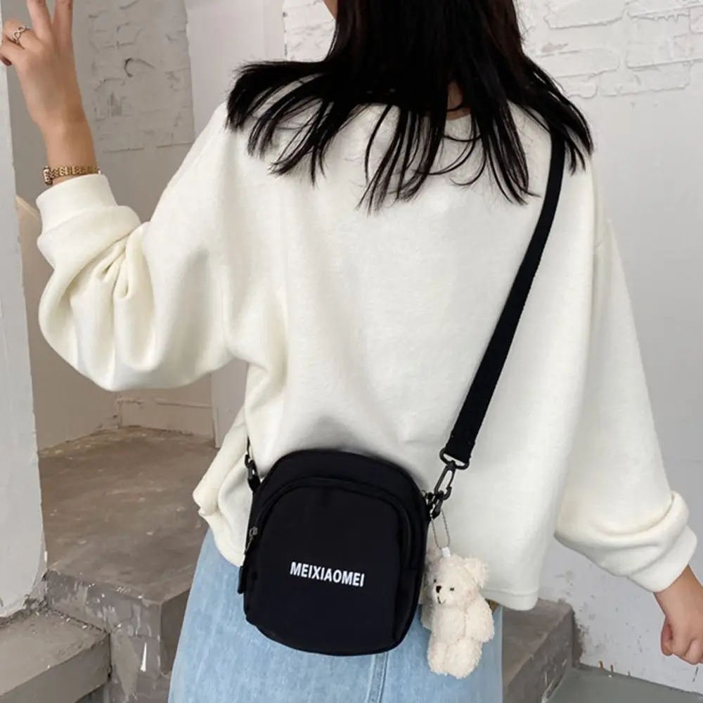 Casual Phone Pouch Solid Color Canvas Mini Handbag Crossbody Bag Travel Messenger Bag Shoulder Bag