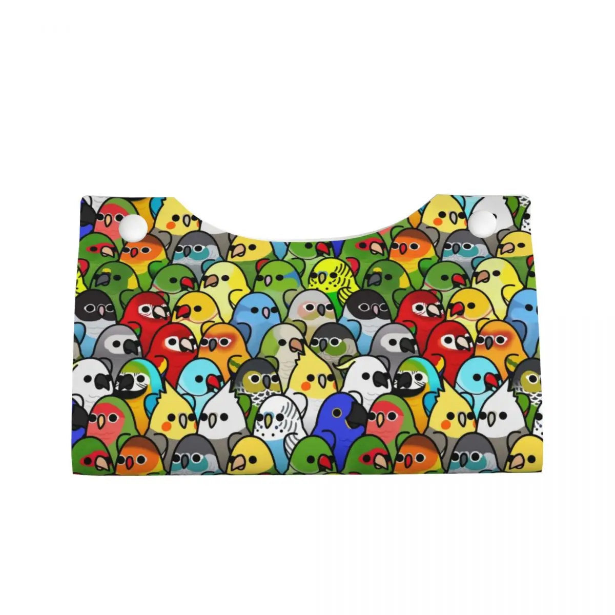 Custom Funny Parrot Birds Squad Art Tissue Box Holder Rectangular Cockatiel Bird PU Leather Facial Tissue Box Cover for Bathroom