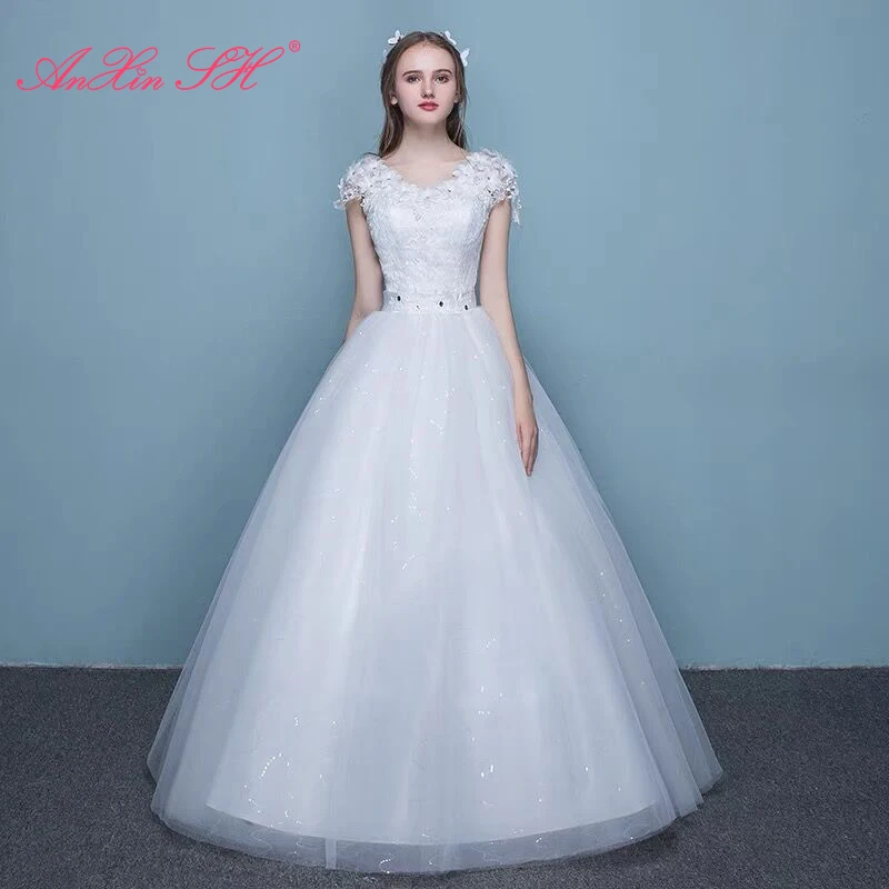 Белое-кружевное-свадебное-платье-anxin-sh-принцессы-с-v-образным-вырезом-и-маленькими-цветами-винтажное-бальное-платье-с-коротким-рукавом-свадебное-платье-на-шнуровке-для-невесты