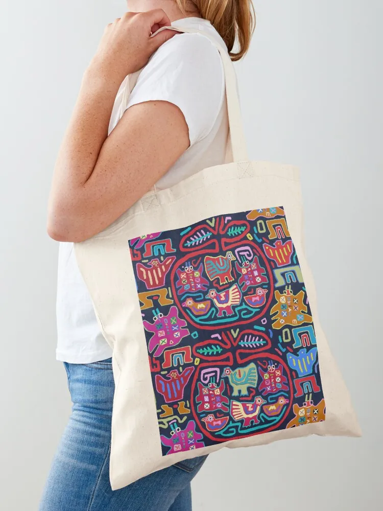 Bolsa tote Kuna Indian Pajaro Mola, bolsa dobrável para supermercado, bolsas para mulheres, bolsas de tecido
